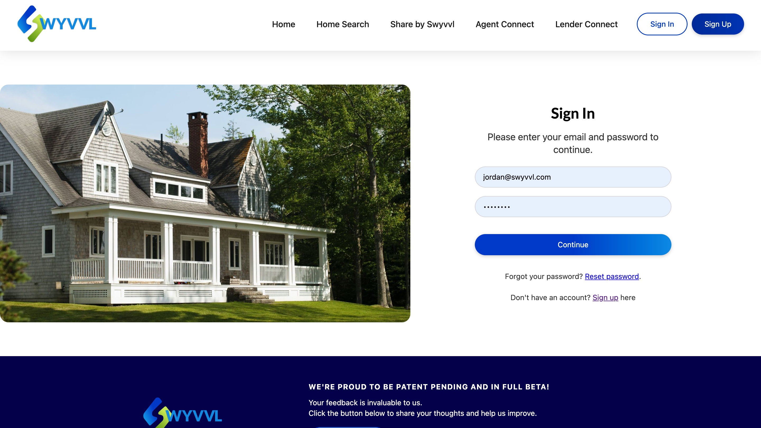Swyvvl Sign In Page